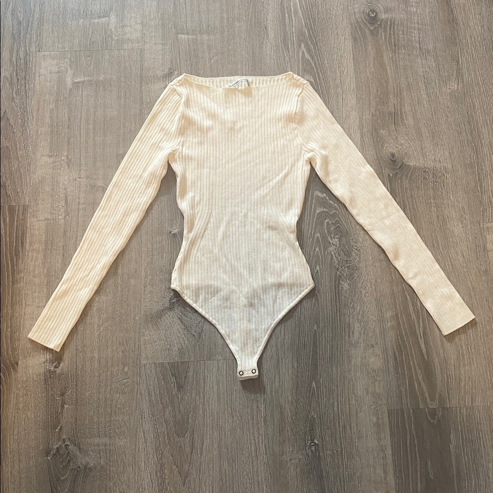 Abercrombie & Fitch Cream Ribbed Bodysuit